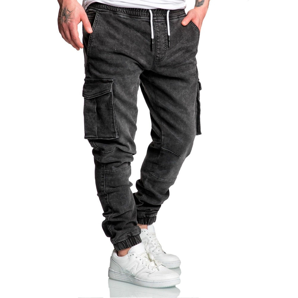 Svarta Jeans Joggers Herr - Cargobyxor från sidan