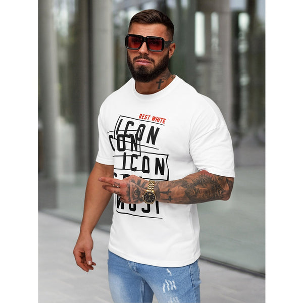 Loose Fit Tröja - Vit T-shirt Icon