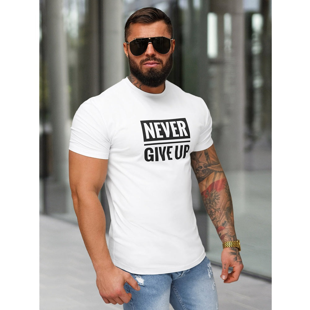 T-shirt Never Give Up - Kortärmad Vit Tröja sida