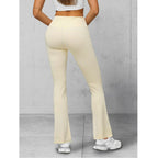 Damleggings Beige - Bootcut Träningsleggings bakifrån