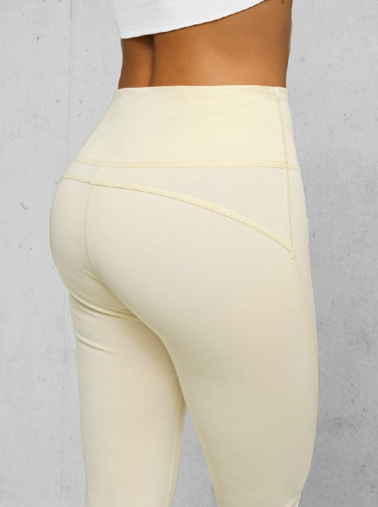 Damleggings Beige - Bootcut Träningsleggings zoomad