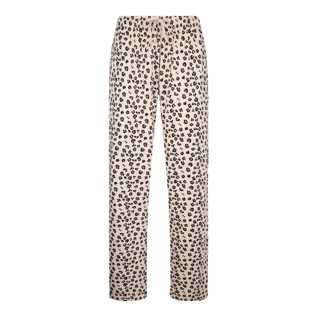 Långärmad leopardmönstrad pyjamaströja för dam i 100% bomull från Gaubert - långbyxor