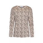 Långärmad leopardmönstrad pyjamaströja för dam i 100% bomull från Gaubert - långärmad tröja
