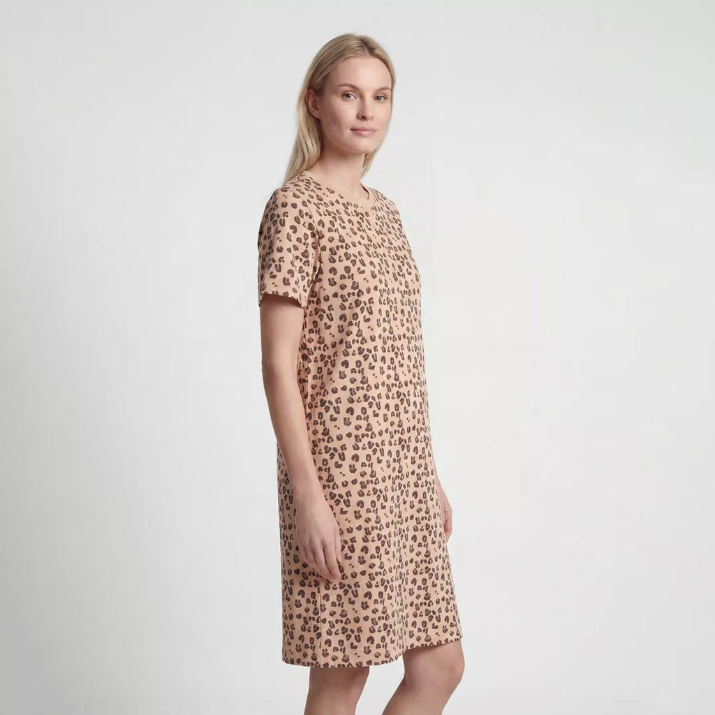 Leopard nattlinne dam i mjuk bomull med Comfort Fit