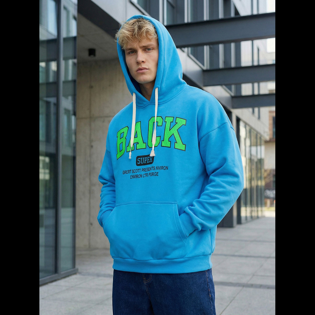 Hoodie ljusblå Back super huvtröja