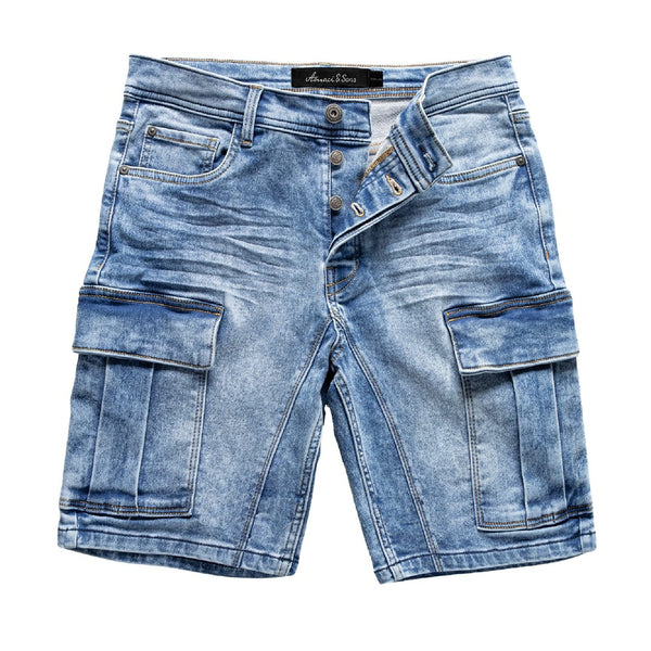 Jeansshorts Herr med cargofickor - Amaci & Sons ljusblåa