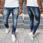 Trendiga mörkblåa herrjeans