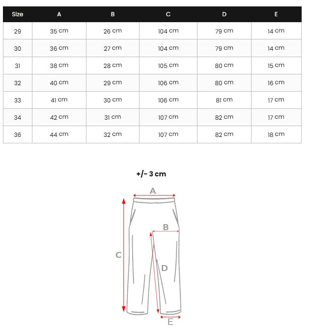 Trendiga slim fit jeans herr storlekstabell