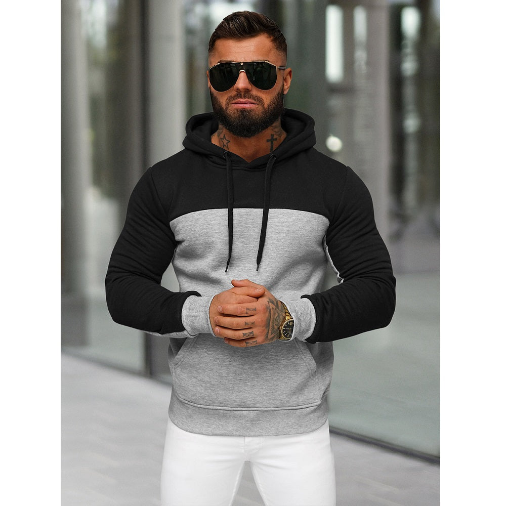 Huvtröja herr tvåfärgad - Ljusgrå hoodie