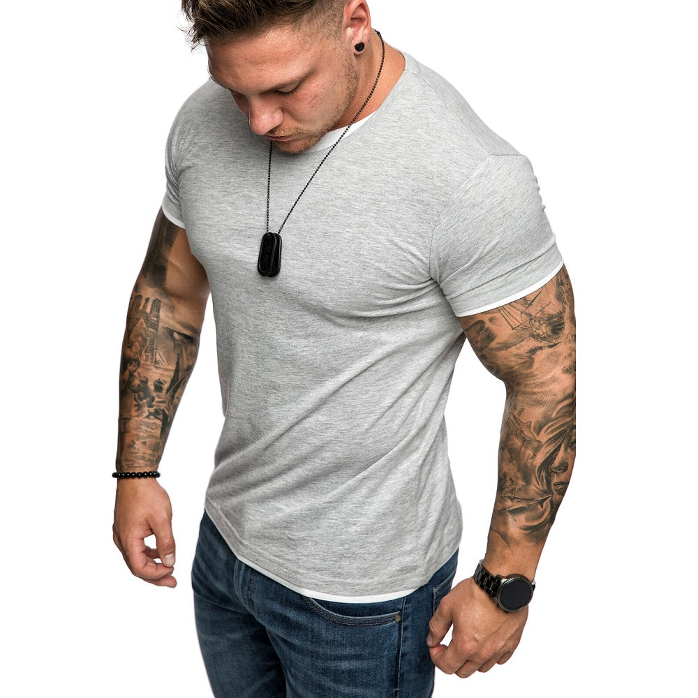 Ljusgrå herr t-shirt med slim fit passform