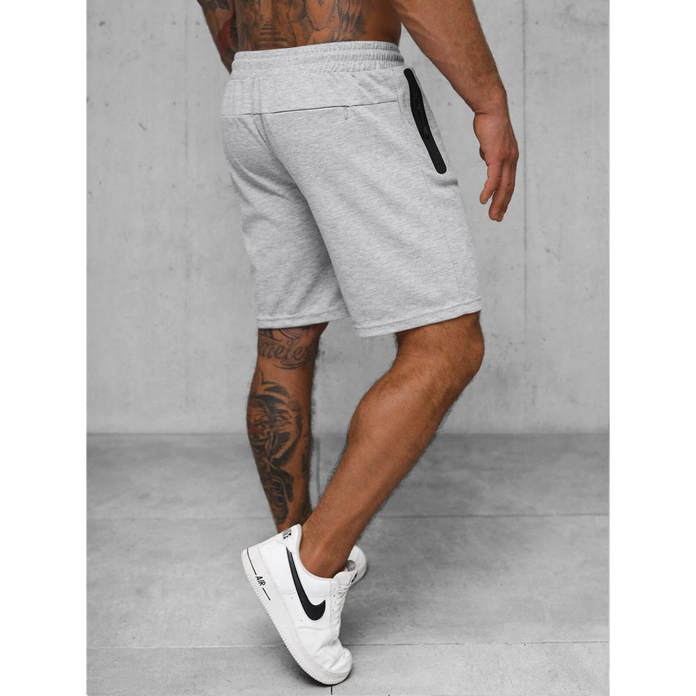 Ljusgråa herrshorts med dragkedjefickor bakifrån