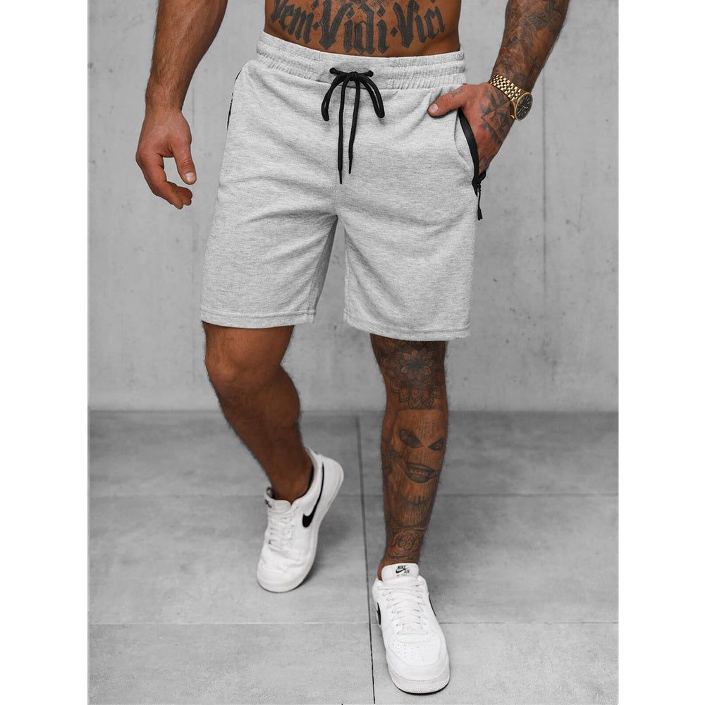 Ljusgråa herrshorts med dragkedjefickor framifrån