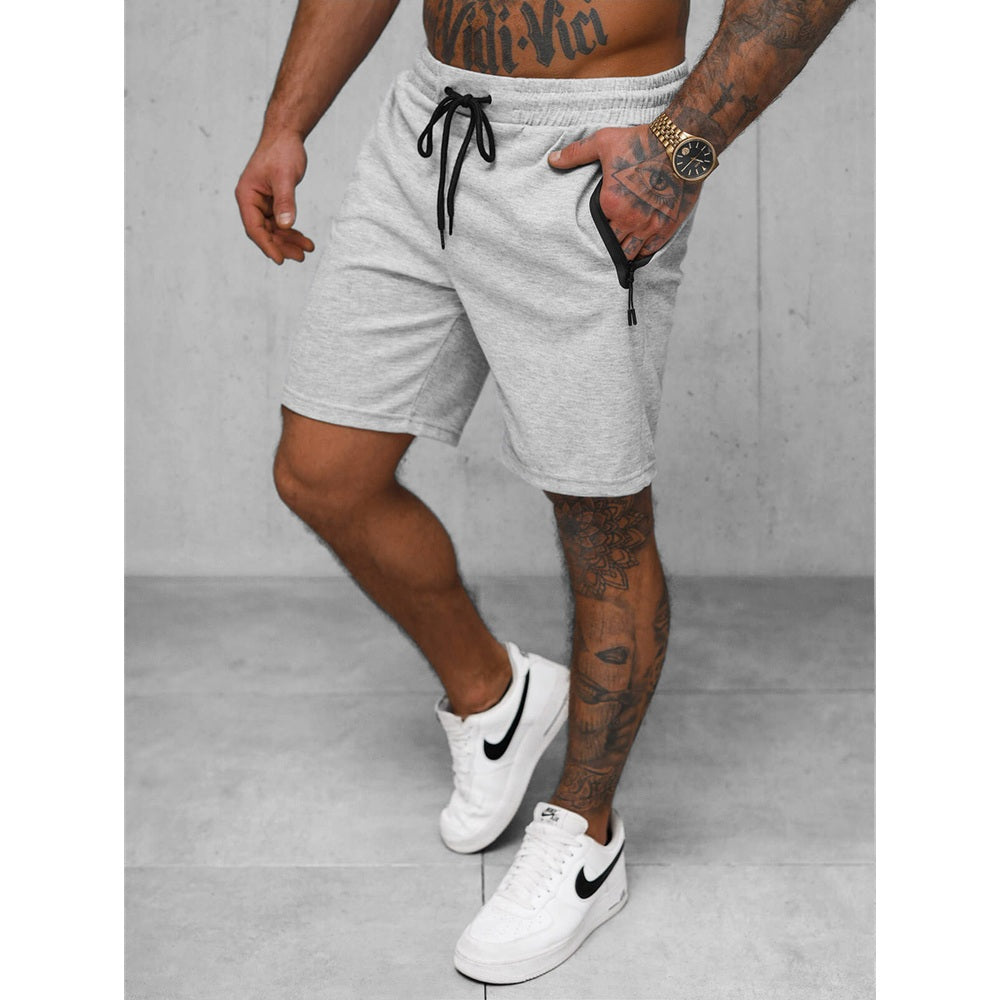 Ljusgråa herrshorts med dragkedjefickor från sidan