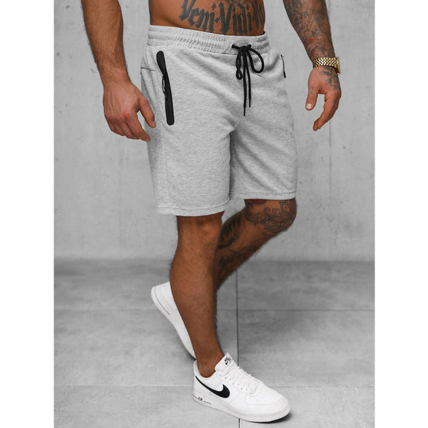 Ljusgråa herrshorts med dragkedjefickor