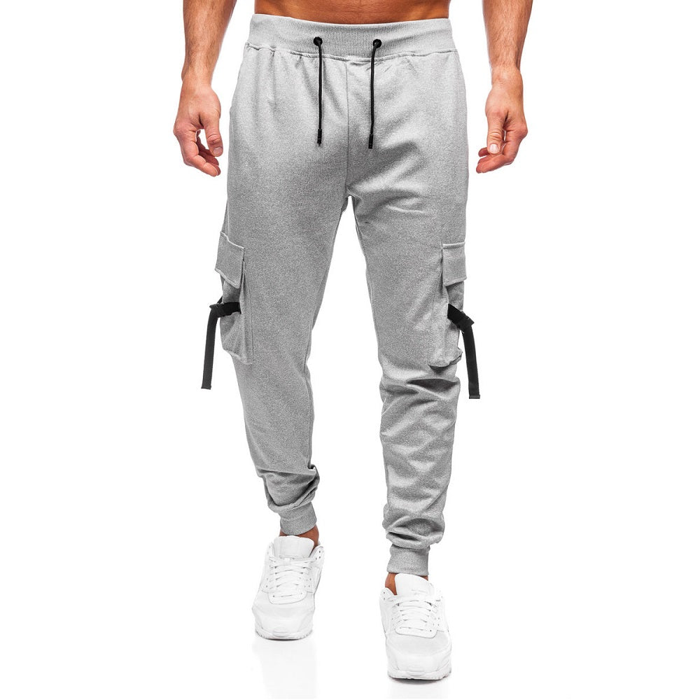 Ljusgråa sweatpants - Polyester mjukisbyxor framifrån