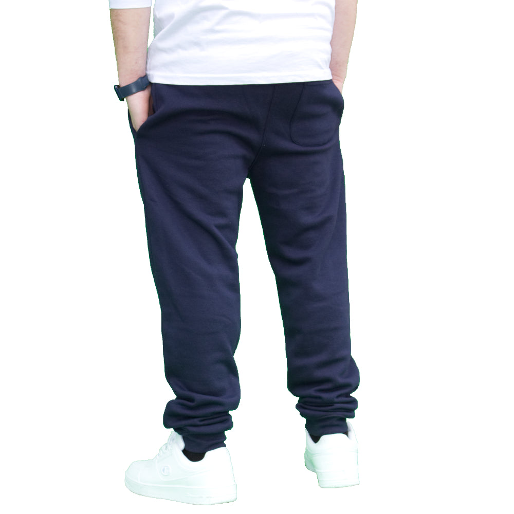 Billiga mjukisbyxor herr - Sweatpants JHNsport mörkblåa bakifrån