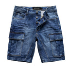 Jeansshorts Herr med cargofickor - Amaci & Sons mörkblåa