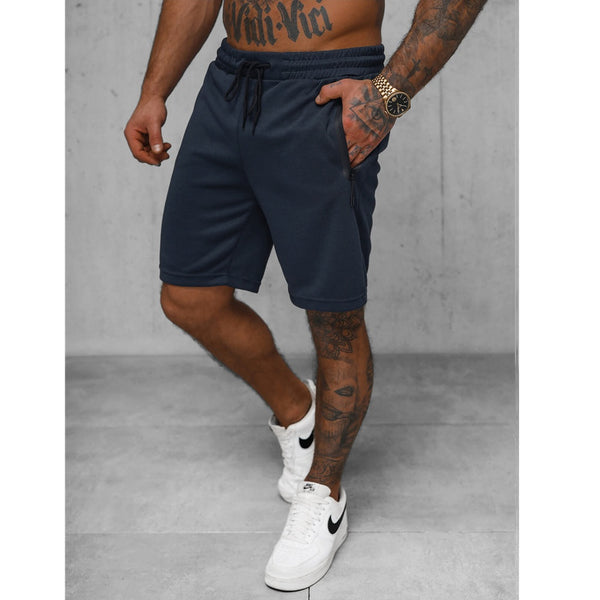 Mörkblåa herrshorts med dragkedjefickor