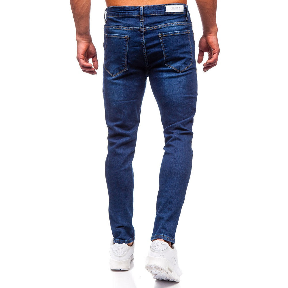 Slim fit jeans - Mörkblåa herrjeans bakifrån