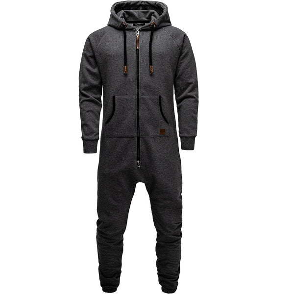 Supersköna unisex jumpsuits med luva - varm och gosig onesie mörkgrå
