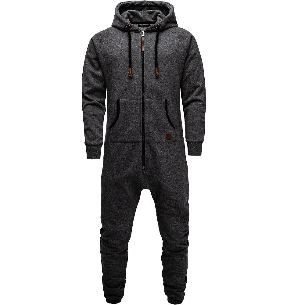 Supersköna unisex jumpsuits med luva - varm och gosig onesie mörkgrå