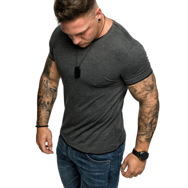 Mörkgrå slim fit herr t-shirt
