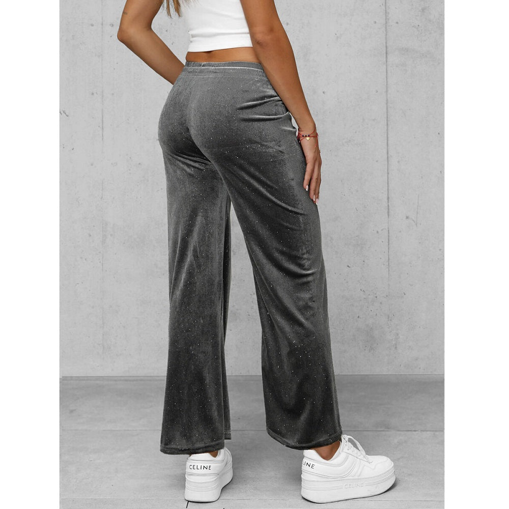 Mörkgråa dambyxor av sammets bild bakifrån