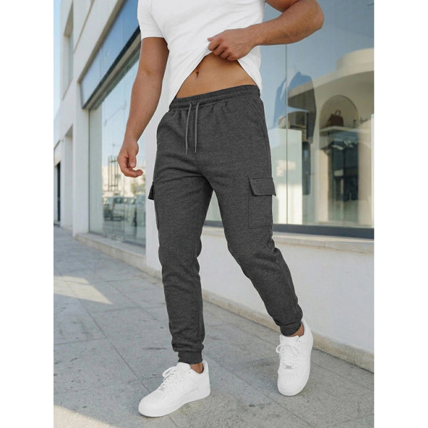 mörkgråa träningsbyxor herr med sidofickor