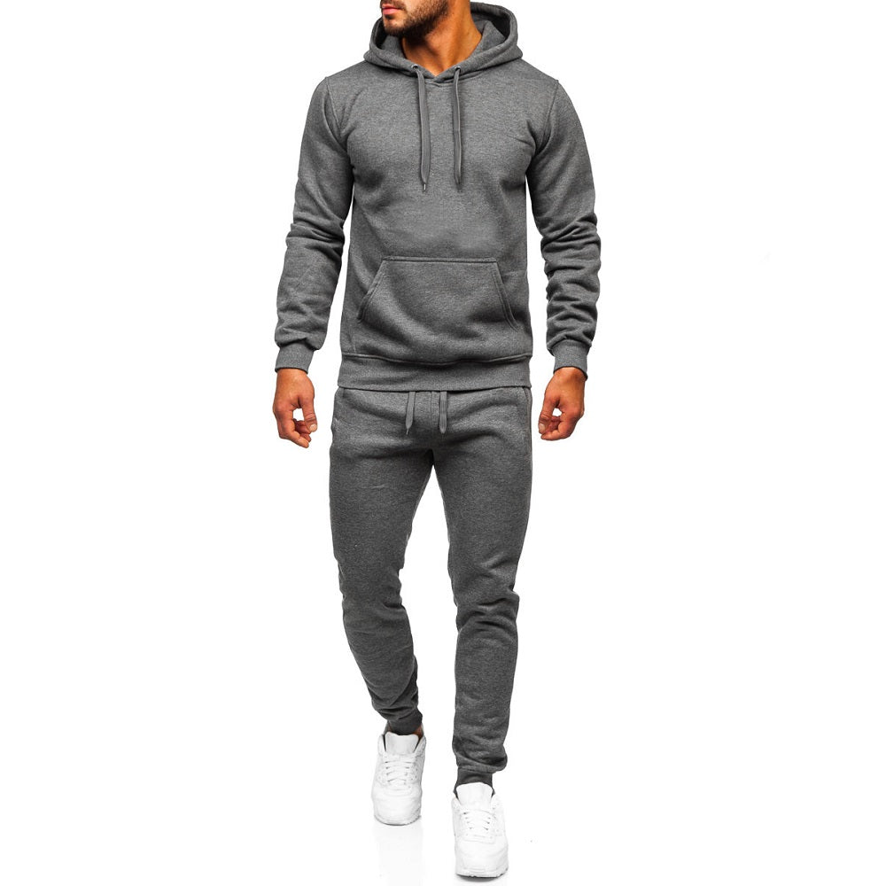 Mörkgrå träningsoverall - Byxa och hoodie framifrån