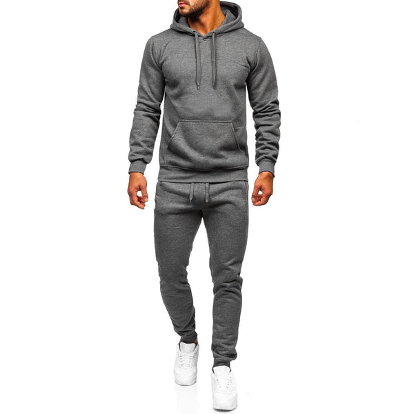 Mörkgrå träningsoverall - Byxa och hoodie framifrån