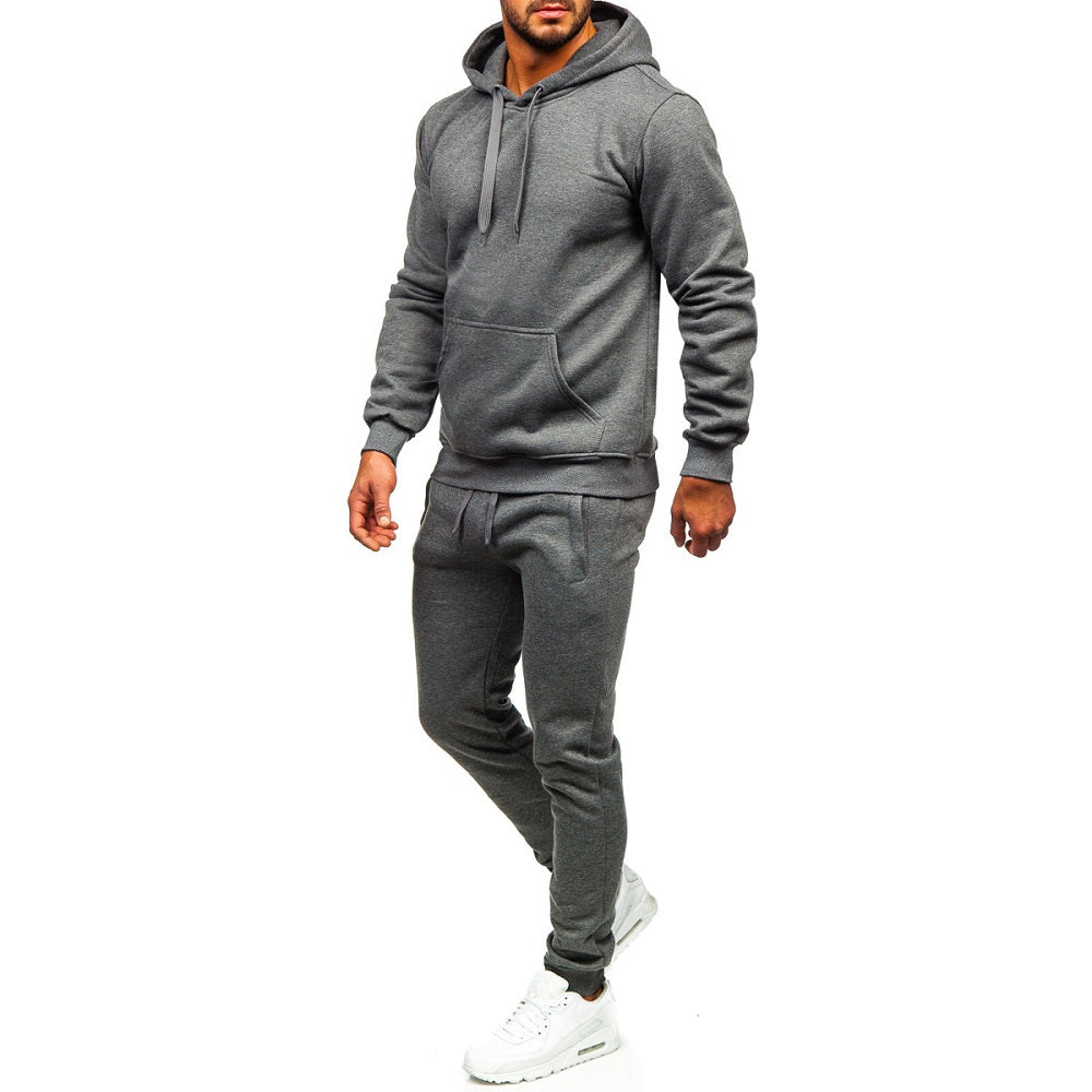 Mörkgrå träningsoverall - Byxa och hoodie sida