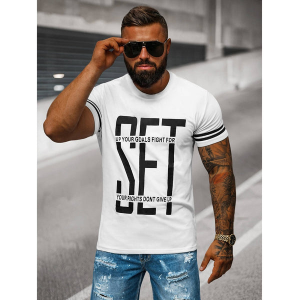 T-shirt med motiverande text - Vit herrtröja framifrån