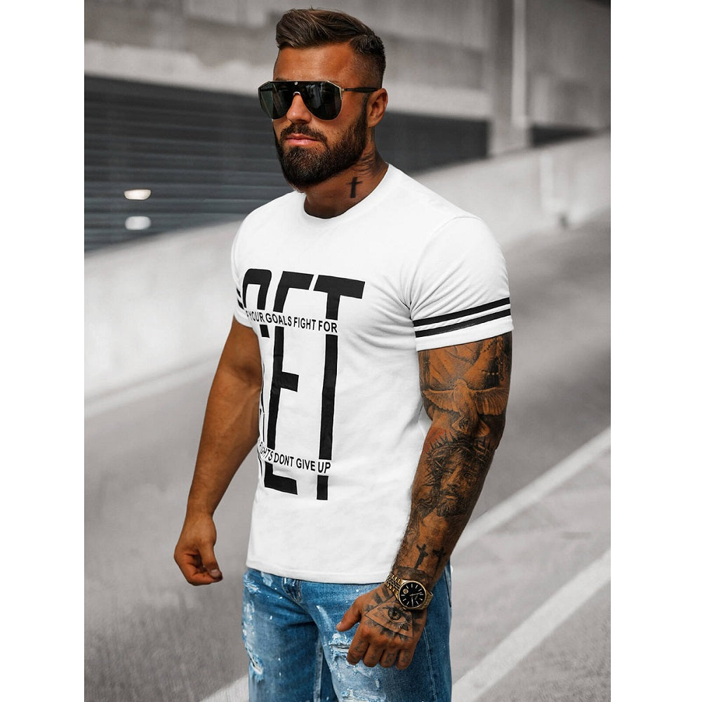 T-shirt med motiverande text - Vit herrtröja sidan