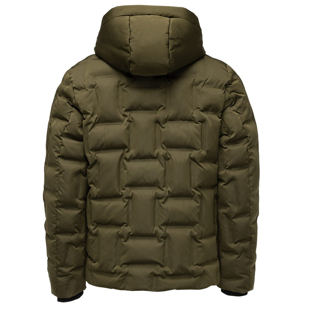 Vinterjacka Herr Olivgrön – Amaci & Sons Quiltad Jacka med Huva