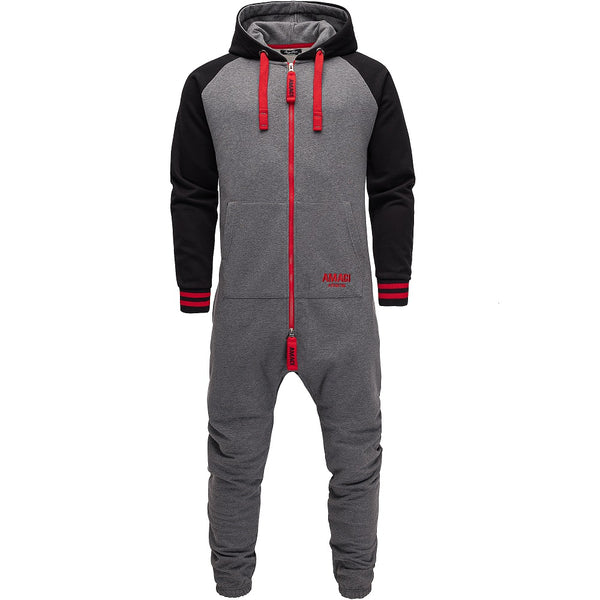 Supersköna onesies med luva - Unisex Jumpsuits - grå och röd