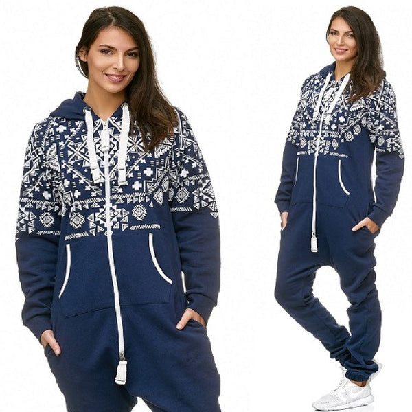Mörkblå vintage onesie med luva