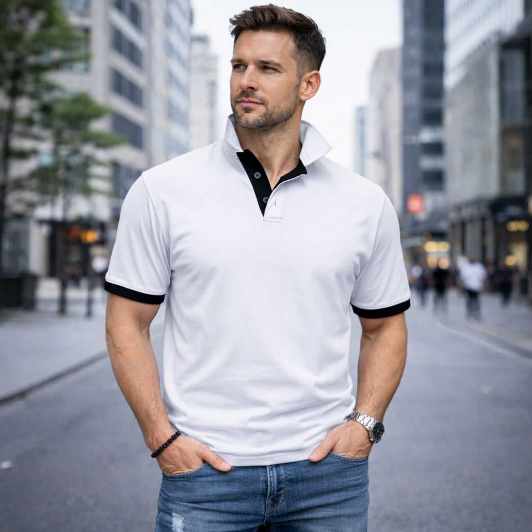 Vit pikétröja Amaci & Sons