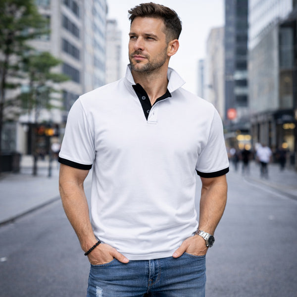 Vit pikétröja Amaci & Sons