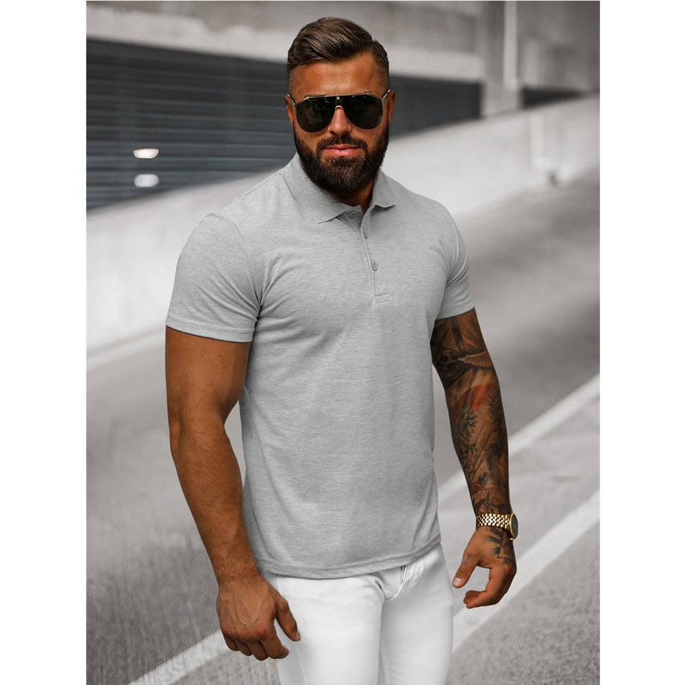 Ljusgrå Solid Herrtröja - Pikétröja sidan