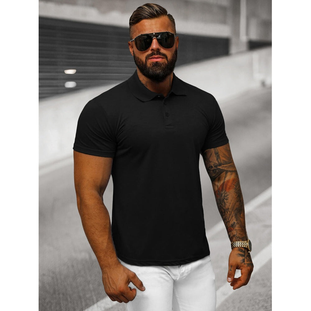 Svart Solid Herrtröja - Pikétröja sida