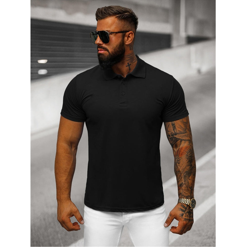 Svart Solid Herrtröja - Pikétröja