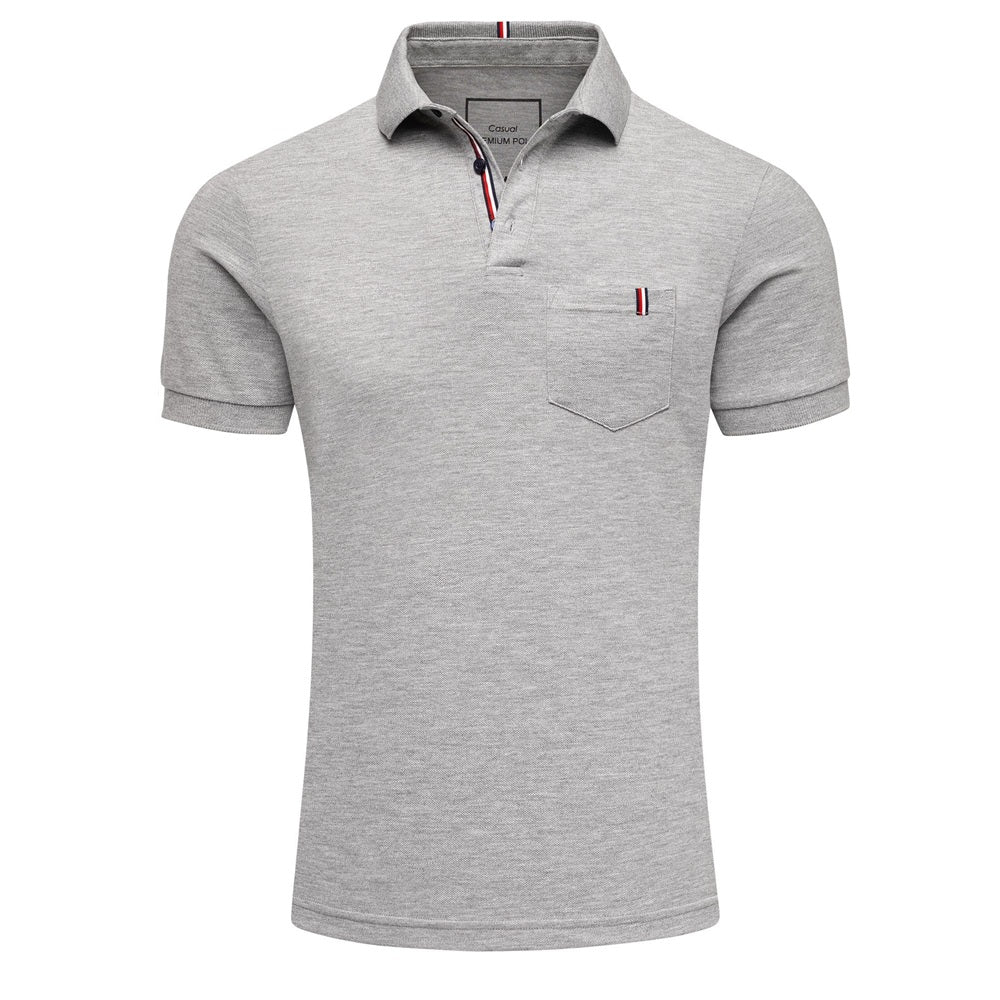 Klassisk ljusgrå pikétröja herr