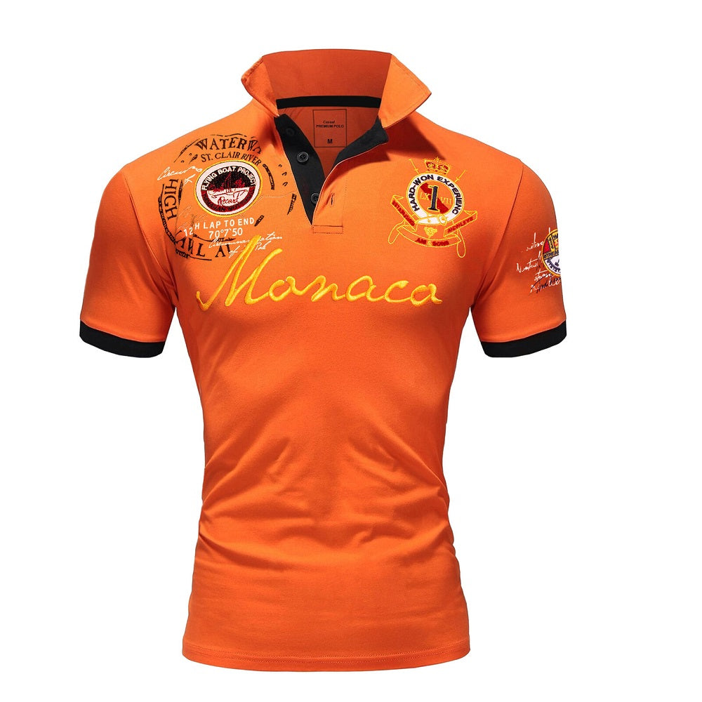 Pikétröja herr - printed monaco orange pike