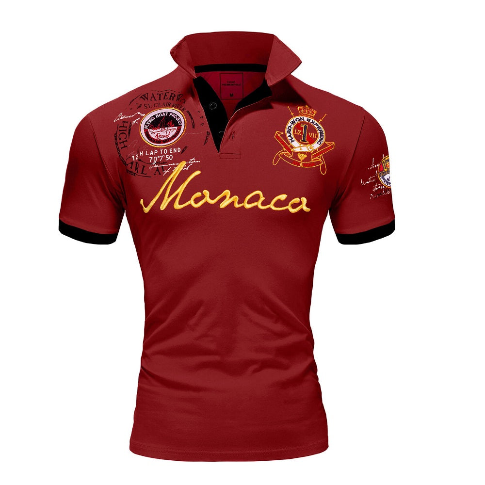 Pikétröja herr - printed vinröd herrtröja