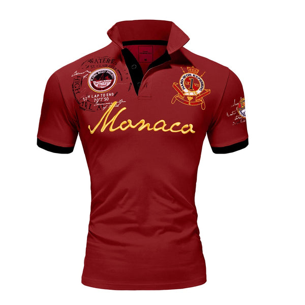 Pikétröja herr - printed vinröd herrtröja