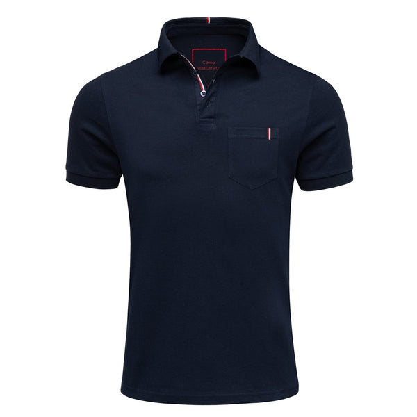 Klassisk mörkblå pikétröja herr