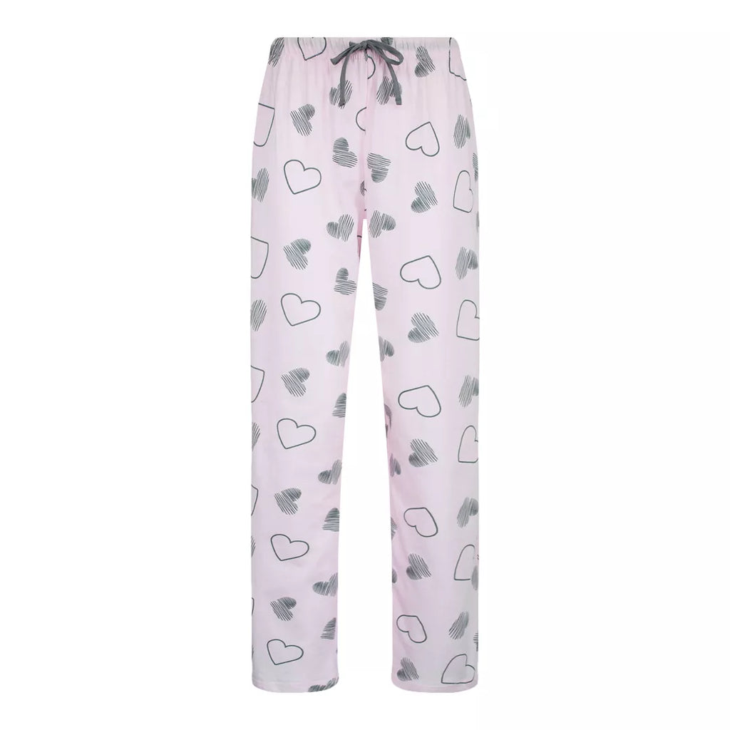 Gaubert® pyjamas dam i 100% bomull med långärmad tröja och hjärtmönstrade byxor.