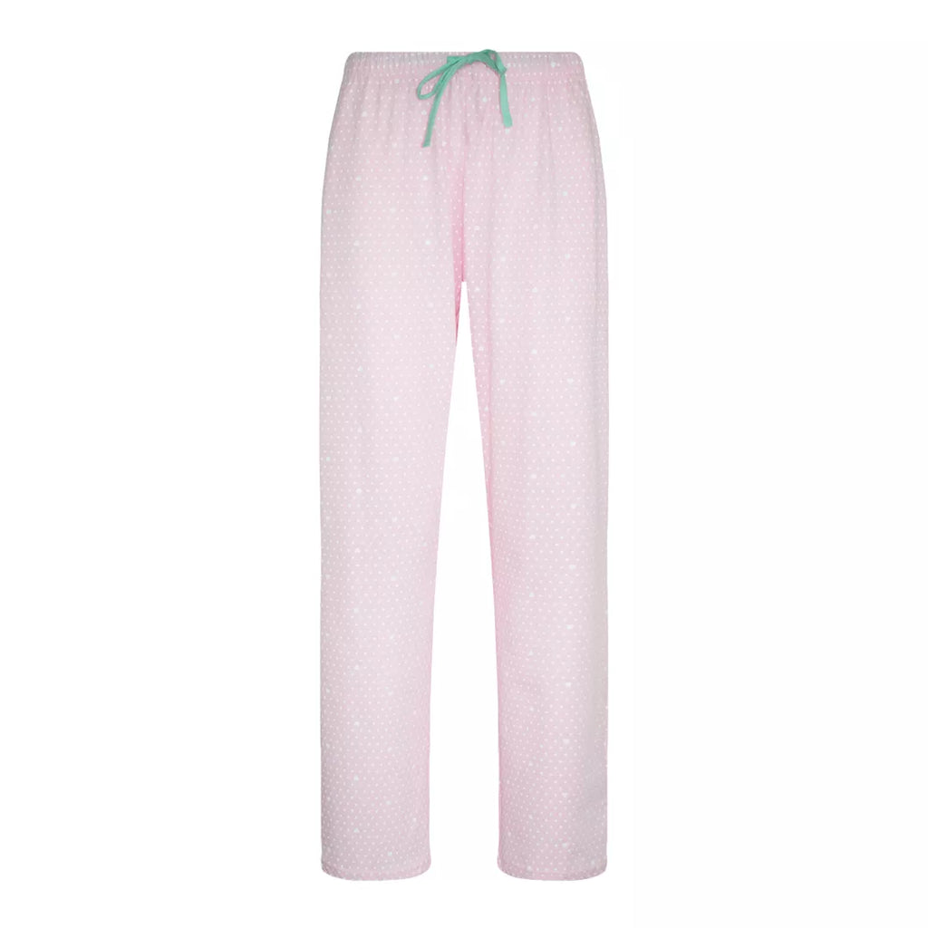 Rosa pyjamasbyxor för dam i 100% bomull med sidofickor och dragsko från Gaubert®