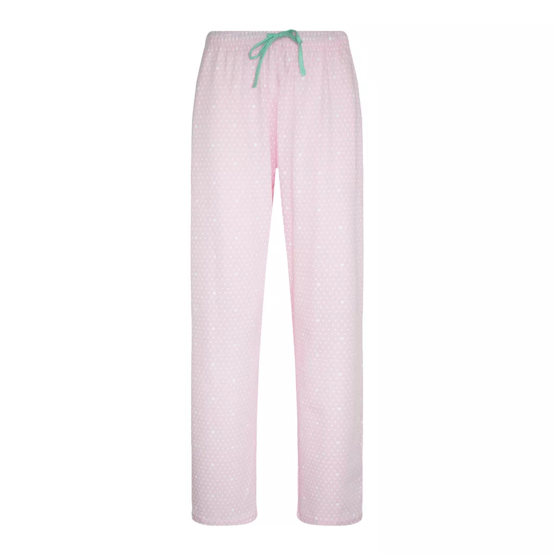 Rosa pyjamasbyxor för dam i 100% bomull med sidofickor och dragsko från Gaubert®