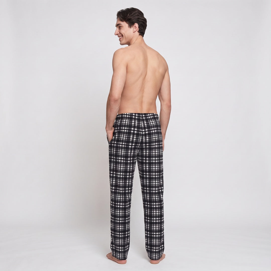 Rutiga pyjamasbyxor herr 2-pack i svart och blått